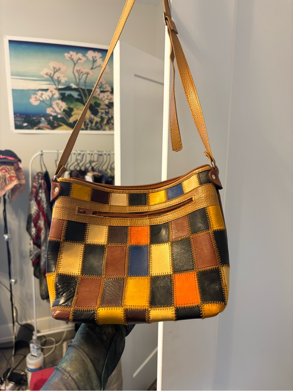 Patchwork Multicolor Leather Crossbody Bag - Unbranded - Picture 2 of 3